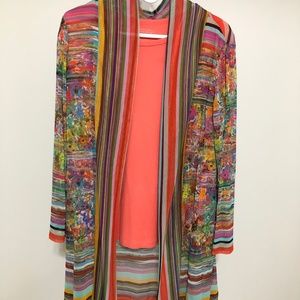Floral open-front top (& matching Pendleton top)
